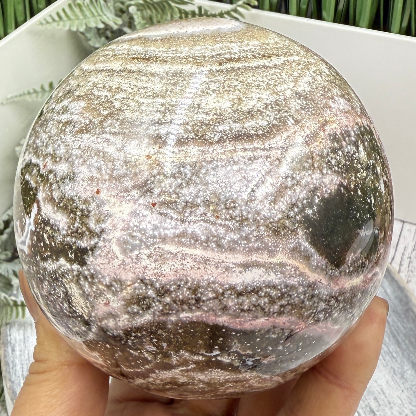 Ocean Sea Jasper Sphere Crystal Ball 1042g 92mm Diameter