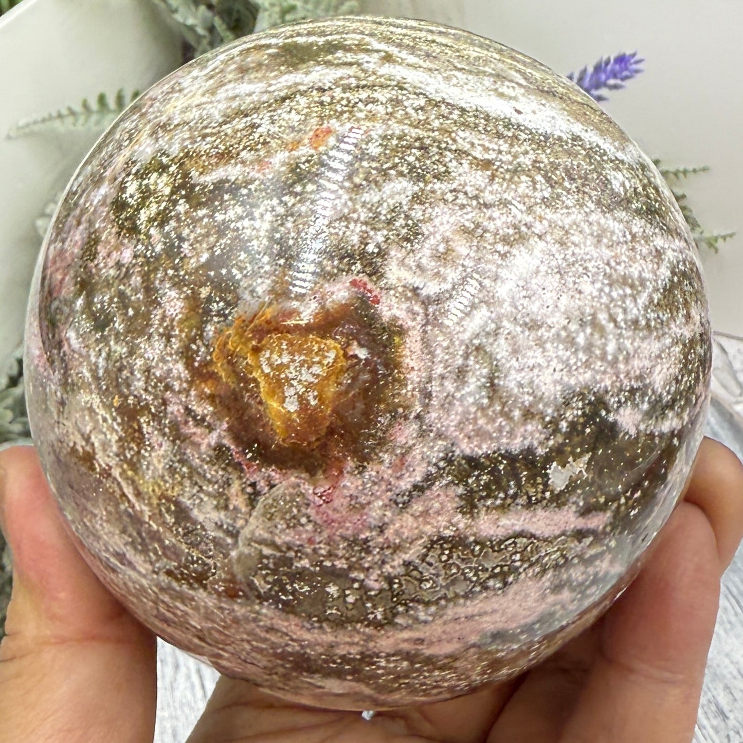 Ocean Sea Jasper Sphere Crystal Ball 1042g 92mm Diameter