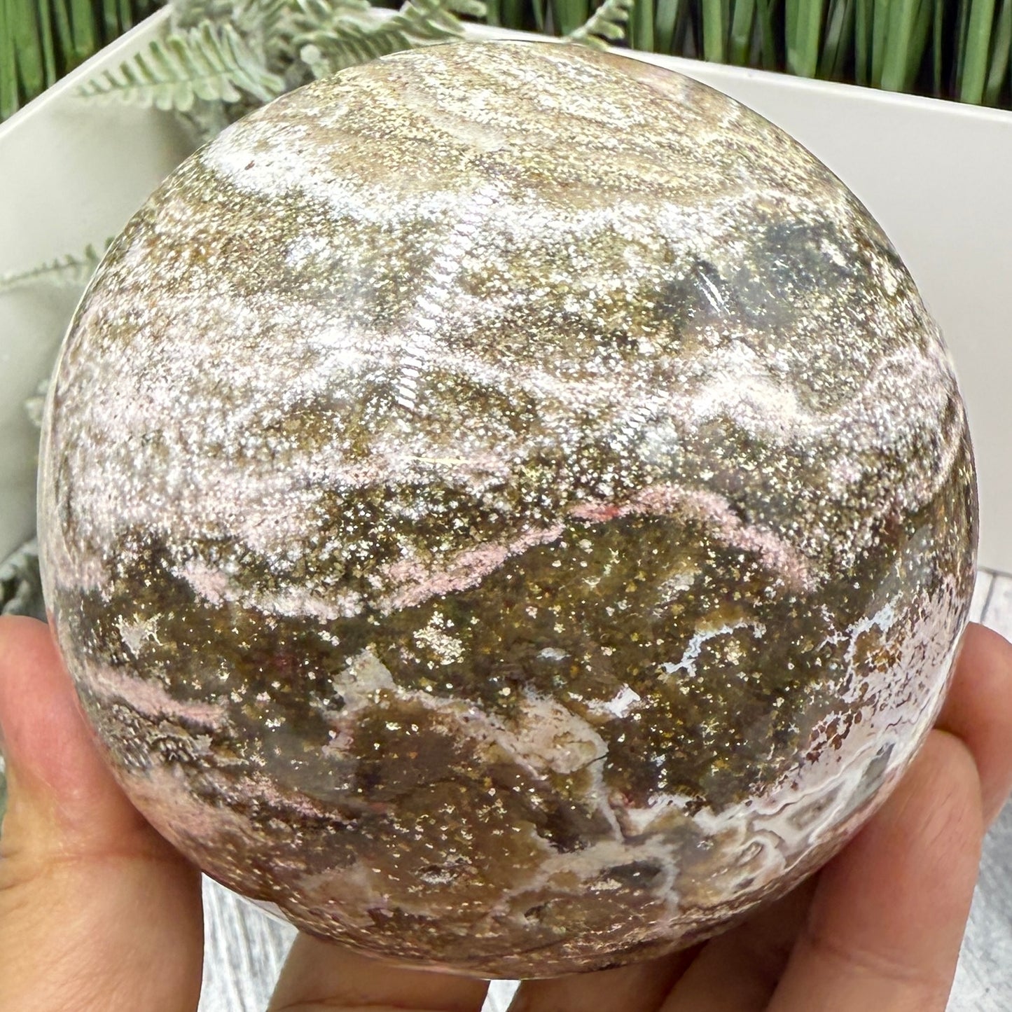 Ocean Sea Jasper Sphere Crystal Ball 1042g 92mm Diameter
