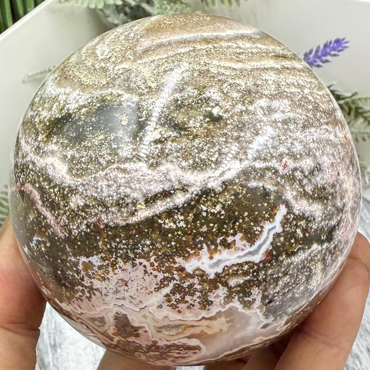 Ocean Sea Jasper Sphere Crystal Ball 1042g 92mm Diameter