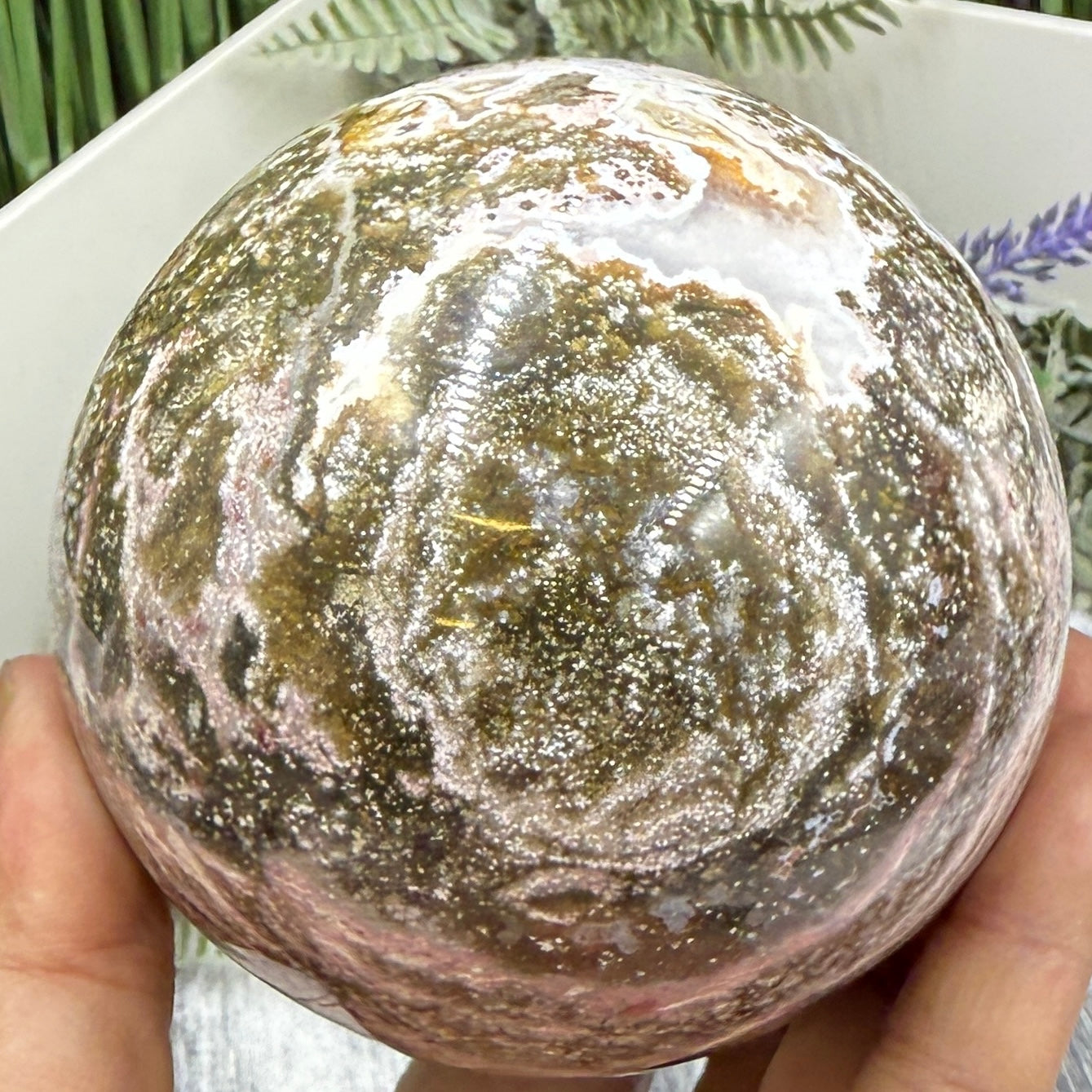 Ocean Sea Jasper Sphere Crystal Ball 1042g 92mm Diameter