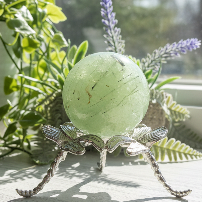 Prehnite with Epidote Sphere Healing Crystal Ball 218g 52mm