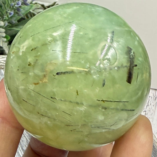 Prehnite with Epidote Sphere Healing Crystal Ball 218g 52mm