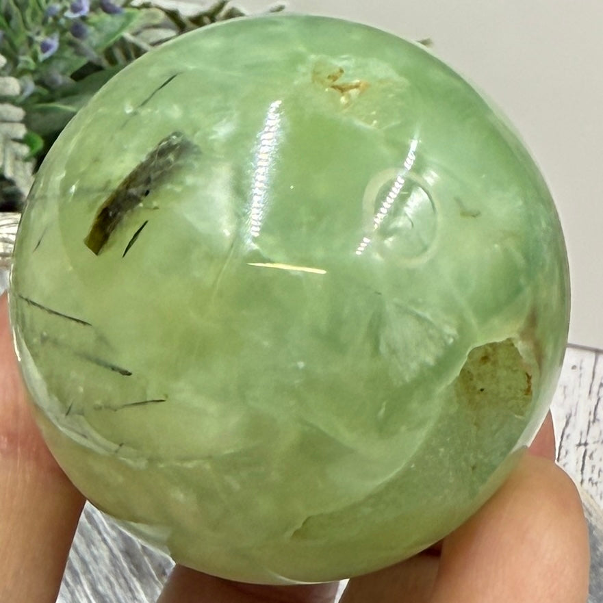 Prehnite with Epidote Sphere Healing Crystal Ball 218g 52mm