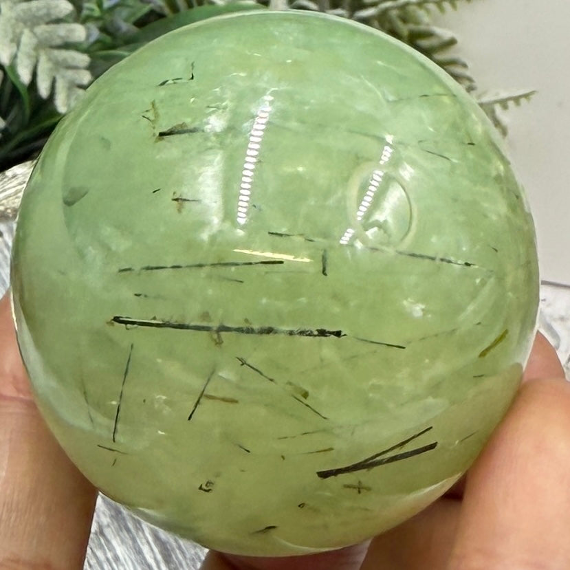Prehnite with Epidote Sphere Healing Crystal Ball 218g 52mm