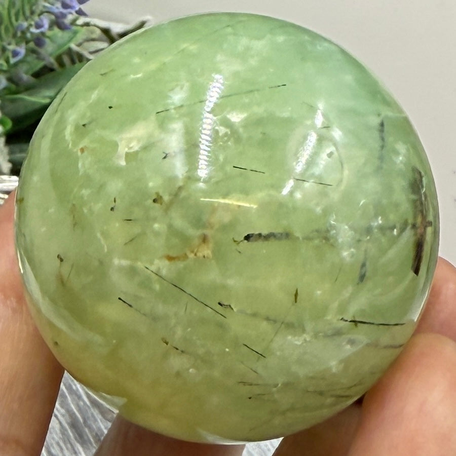 Prehnite with Epidote Sphere Healing Crystal Ball 218g 52mm
