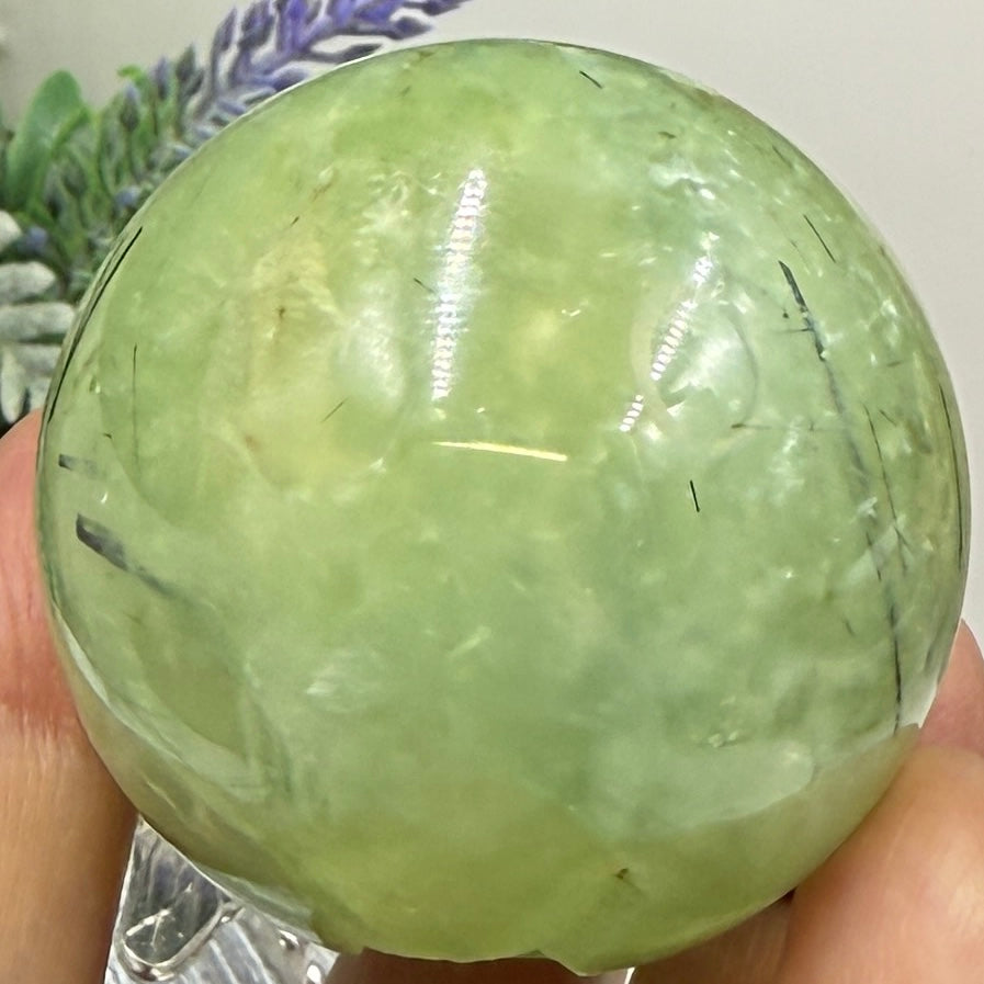 Prehnite with Epidote Sphere Healing Crystal Ball 218g 52mm