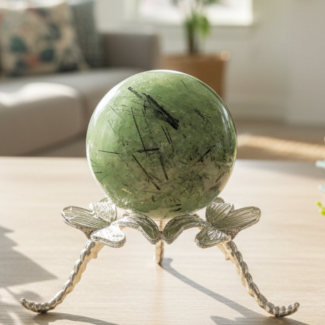 Prehnite with Epidote Sphere Healing Crystal Ball 262g 56mm