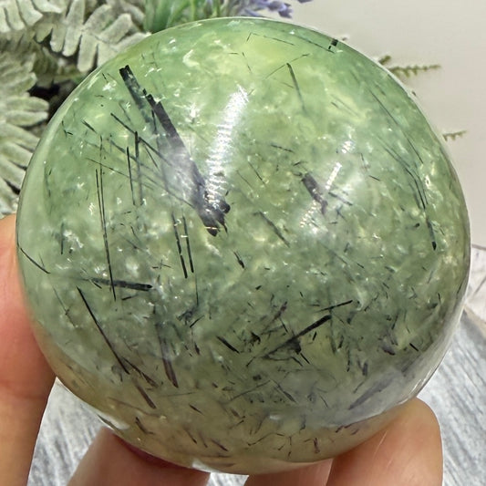 Prehnite with Epidote Sphere Healing Crystal Ball 262g 56mm