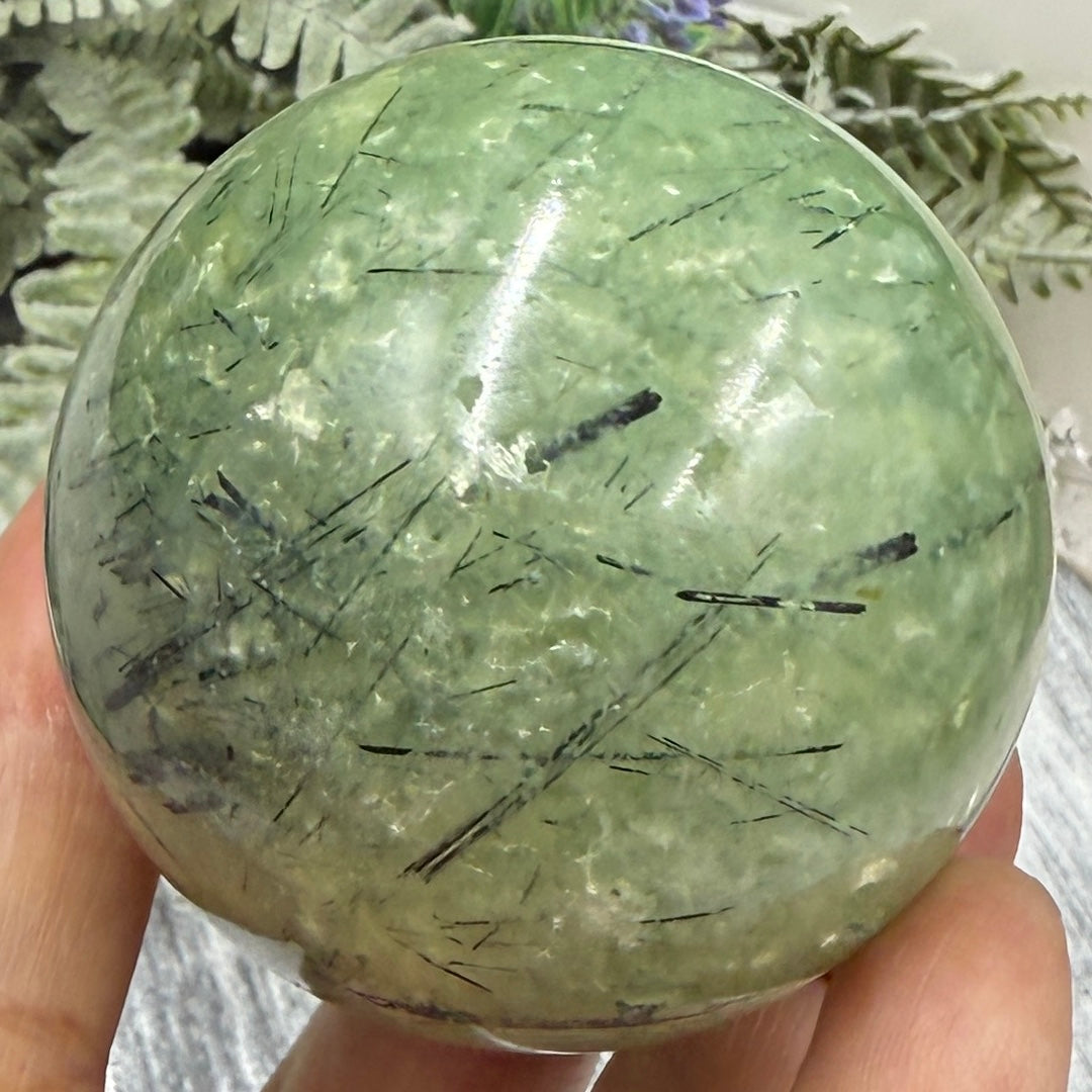 Prehnite with Epidote Sphere Healing Crystal Ball 262g 56mm