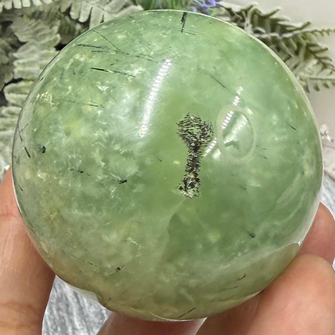 Prehnite with Epidote Sphere Healing Crystal Ball 262g 56mm