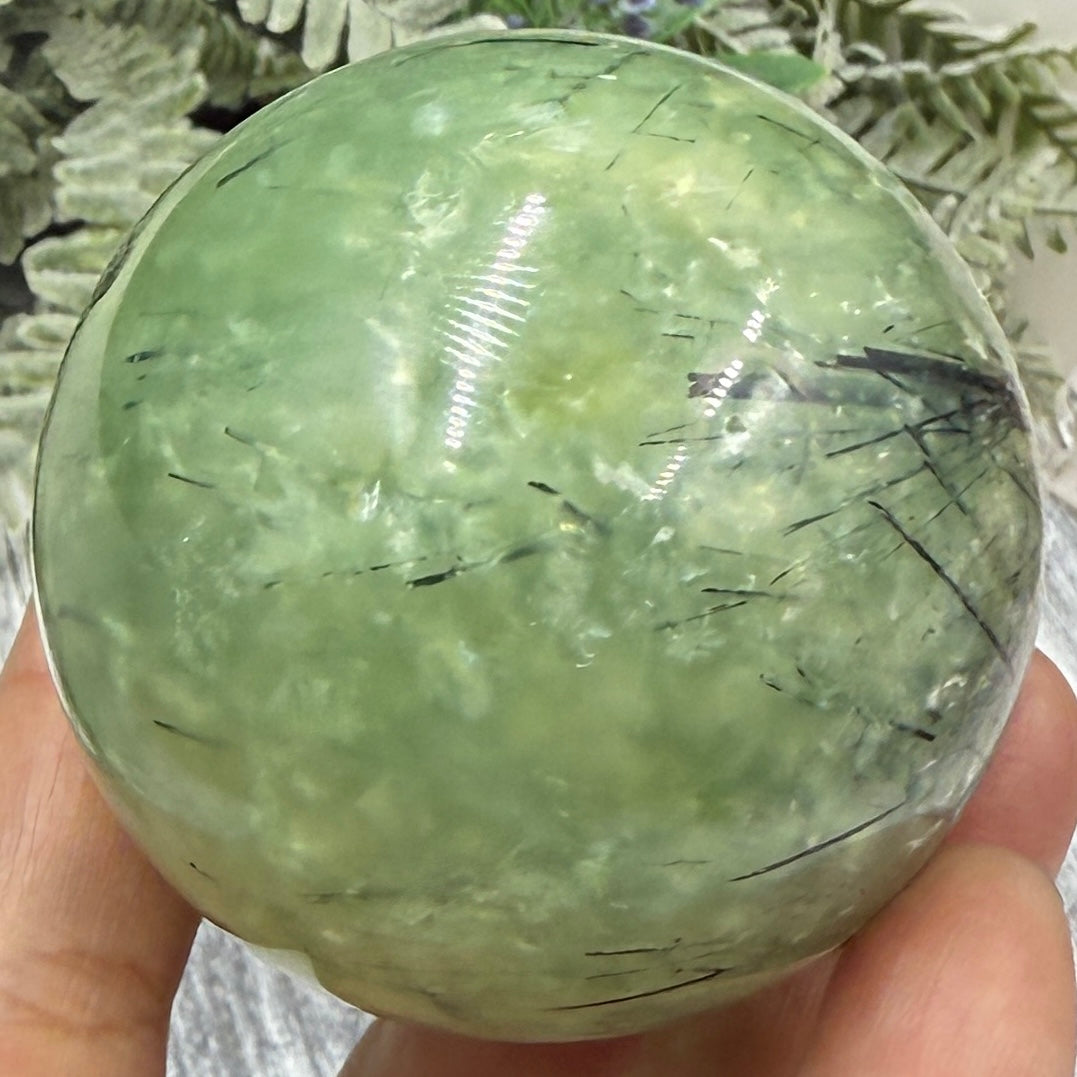 Prehnite with Epidote Sphere Healing Crystal Ball 262g 56mm