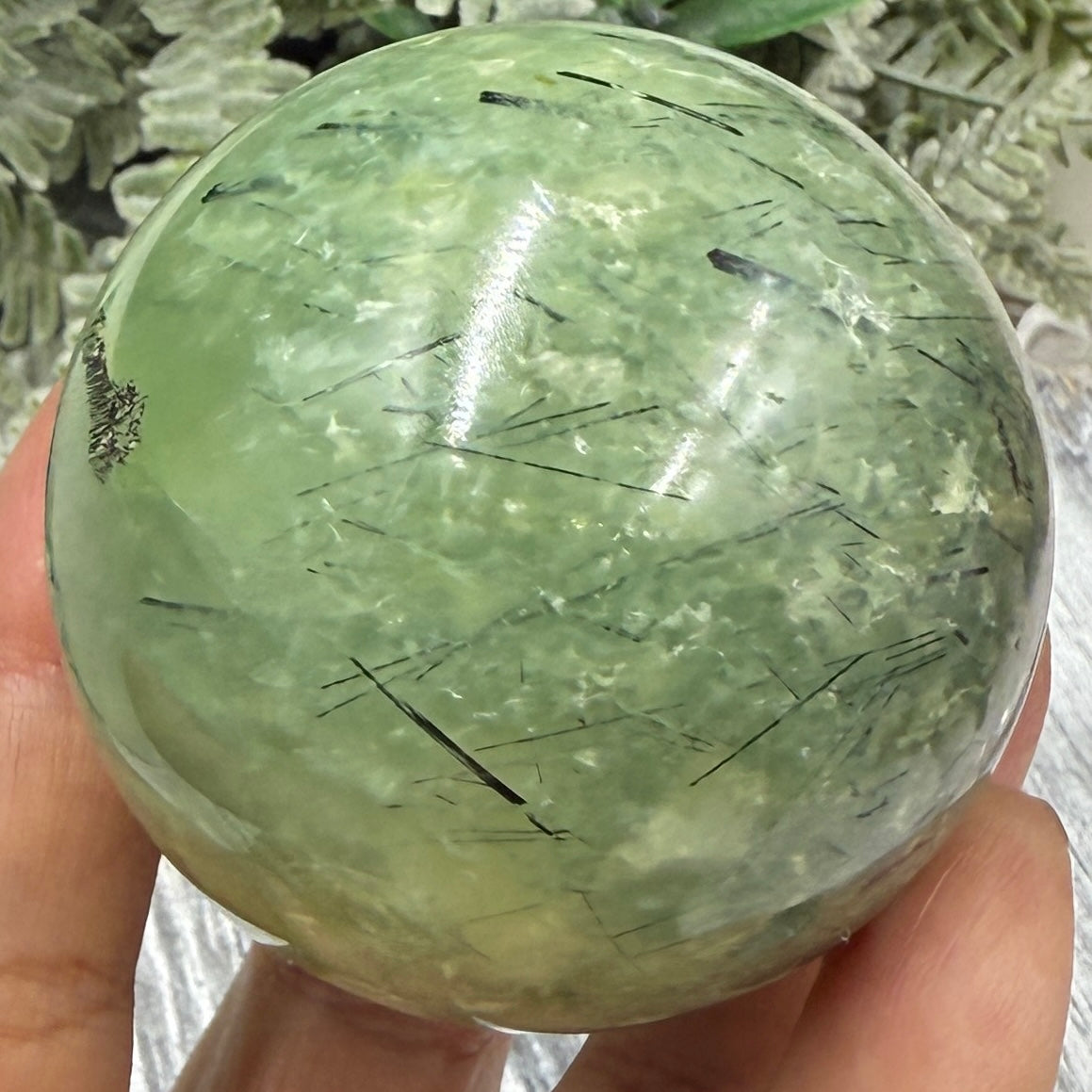 Prehnite with Epidote Sphere Healing Crystal Ball 262g 56mm