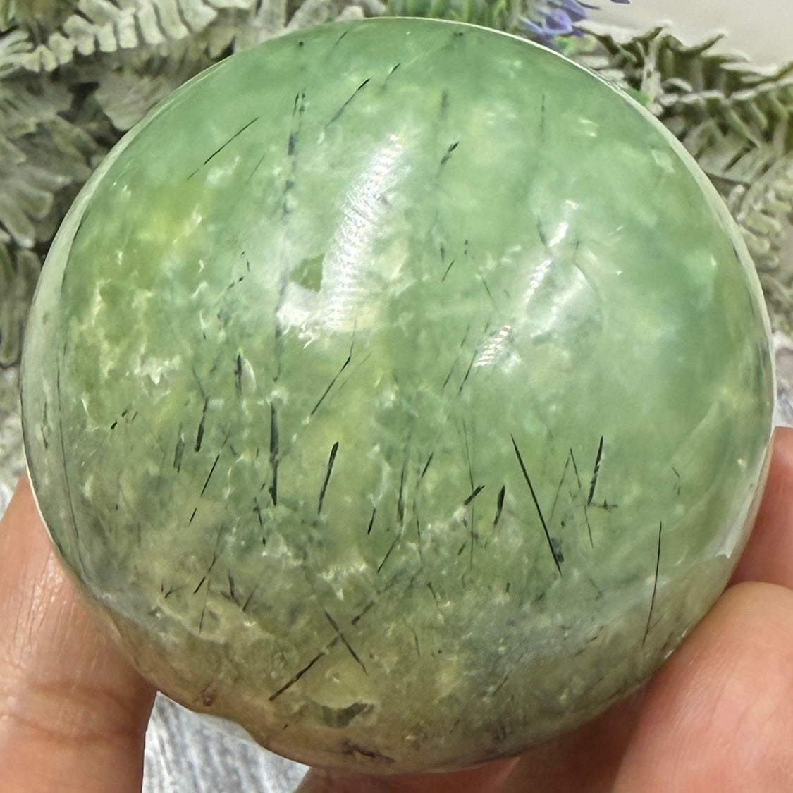 Prehnite with Epidote Sphere Healing Crystal Ball 262g 56mm