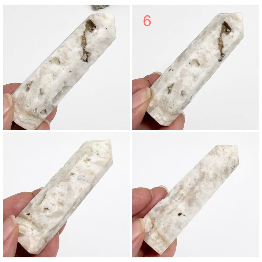 Druzy White Agate Points Towers Crystals YOU CHOOSE