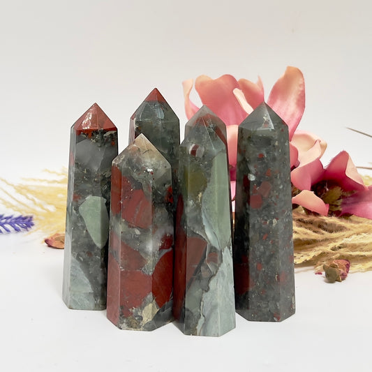 Setonite African Jasper Bloodstone Points Towers Crystal YOU CHOOSE