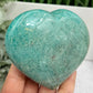 Amazonite Flashy Heart Large With Stand Crystal Carving 396g