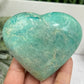 Amazonite Heart Large With Stand Crystal Carving 356g