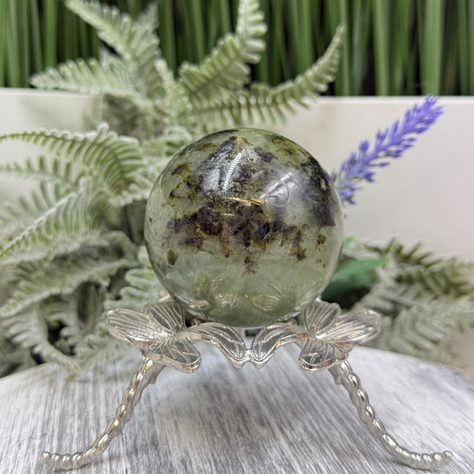 Prehnite with Epidote Sphere Healing Crystal Ball 245g 54mm