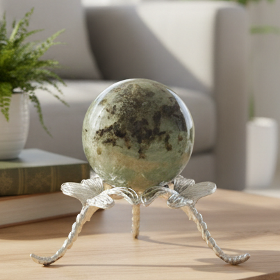 Prehnite with Epidote Sphere Healing Crystal Ball 245g 54mm