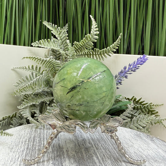 Prehnite with Epidote Sphere Healing Crystal Ball 267g 56mm