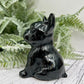 Black Obsidian French Bull Dog Puppy Animal Crystal Carving 190g