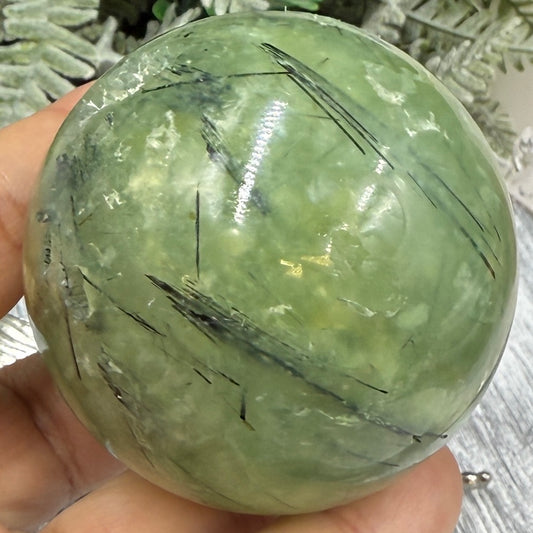 Prehnite with Epidote Sphere Healing Crystal Ball 267g 56mm