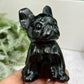 Black Obsidian French Bull Dog Puppy Animal Crystal Carving 190g