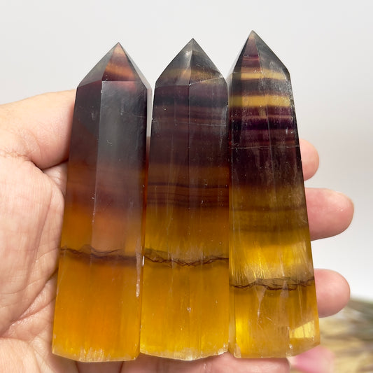 Yellow Purple Fluorite Points Towers Crystal Generators YOU CHOOSE