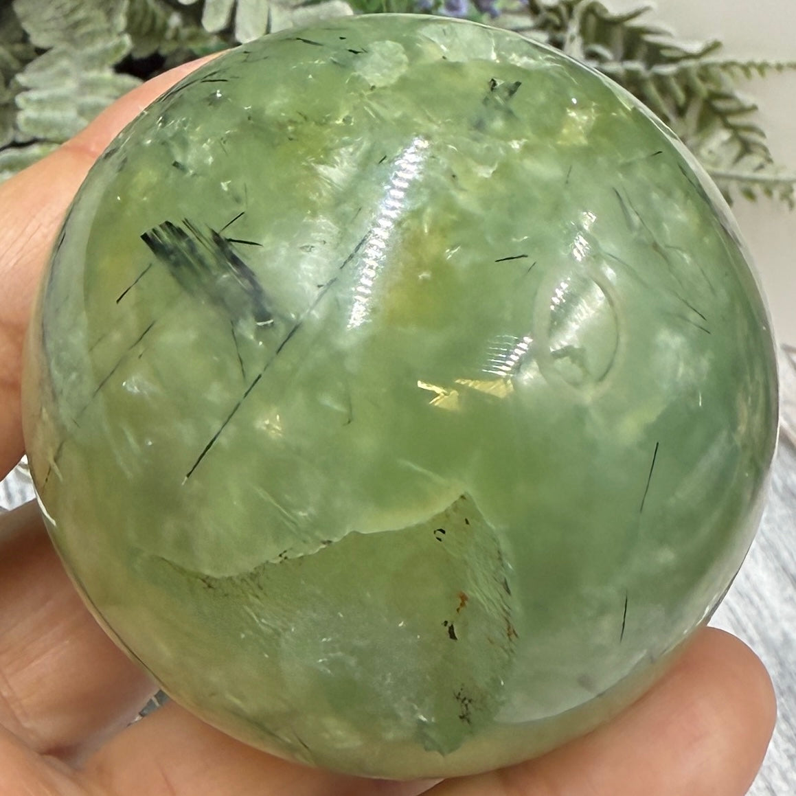 Prehnite with Epidote Sphere Healing Crystal Ball 267g 56mm