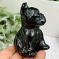 Black Obsidian French Bull Dog Puppy Animal Crystal Carving 190g