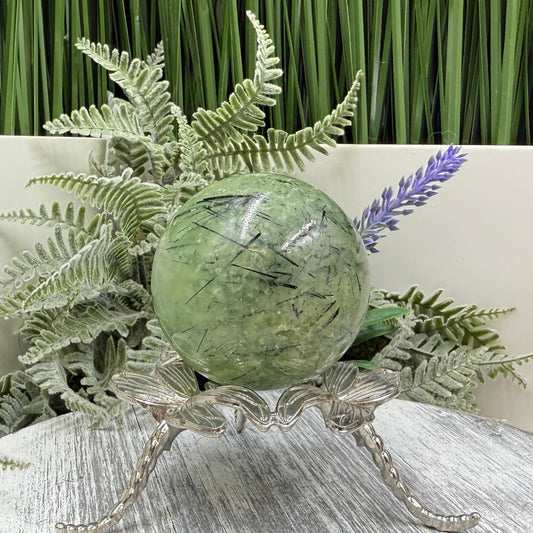 Prehnite with Epidote Sphere Healing Crystal Ball 262g 56mm