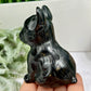 Black Obsidian French Bull Dog Puppy Animal Crystal Carving 190g