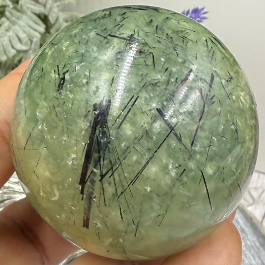 Prehnite with Epidote Sphere Healing Crystal Ball 262g 56mm