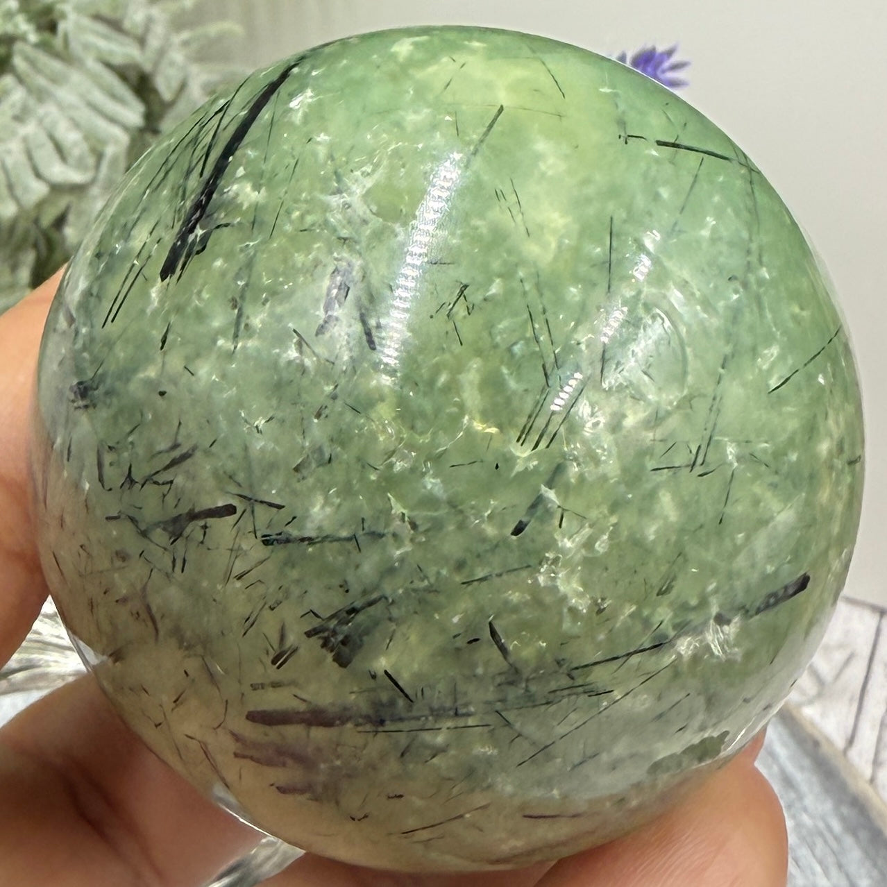 Prehnite with Epidote Sphere Healing Crystal Ball 262g 56mm