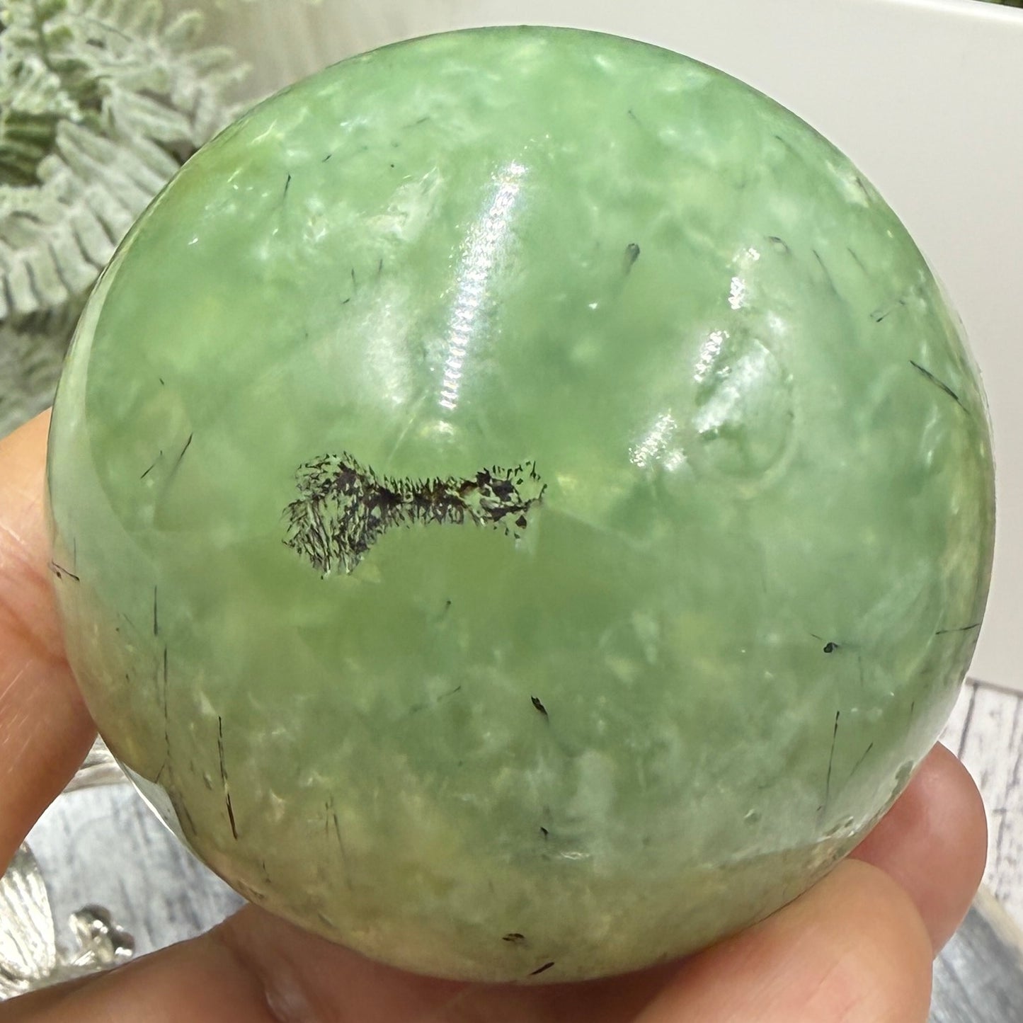 Prehnite with Epidote Sphere Healing Crystal Ball 262g 56mm