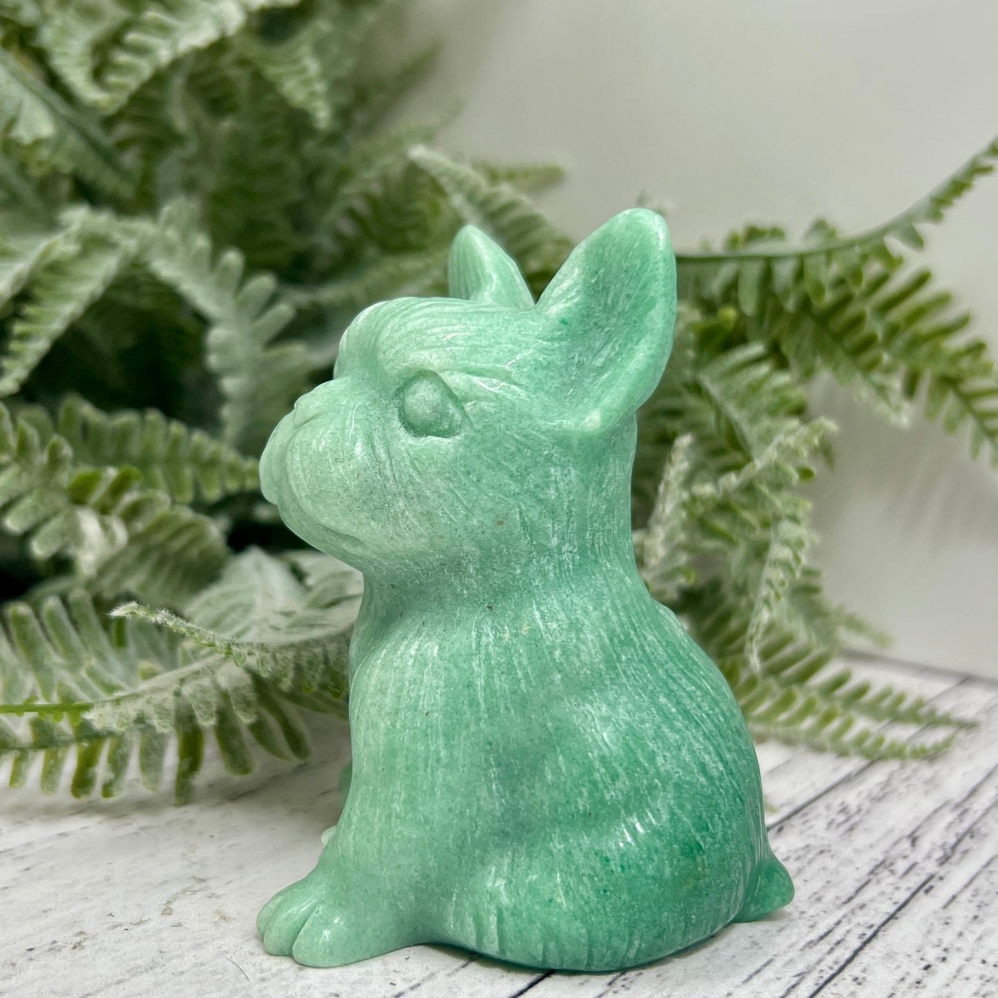 Amazonite French Bull Dog Puppy Animal Crystal Carving 218g