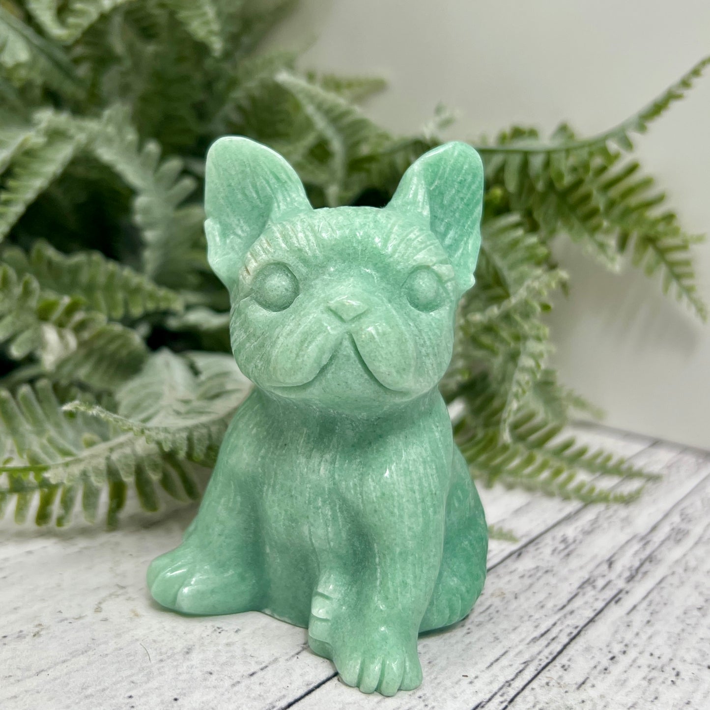 Amazonite French Bull Dog Puppy Animal Crystal Carving 218g