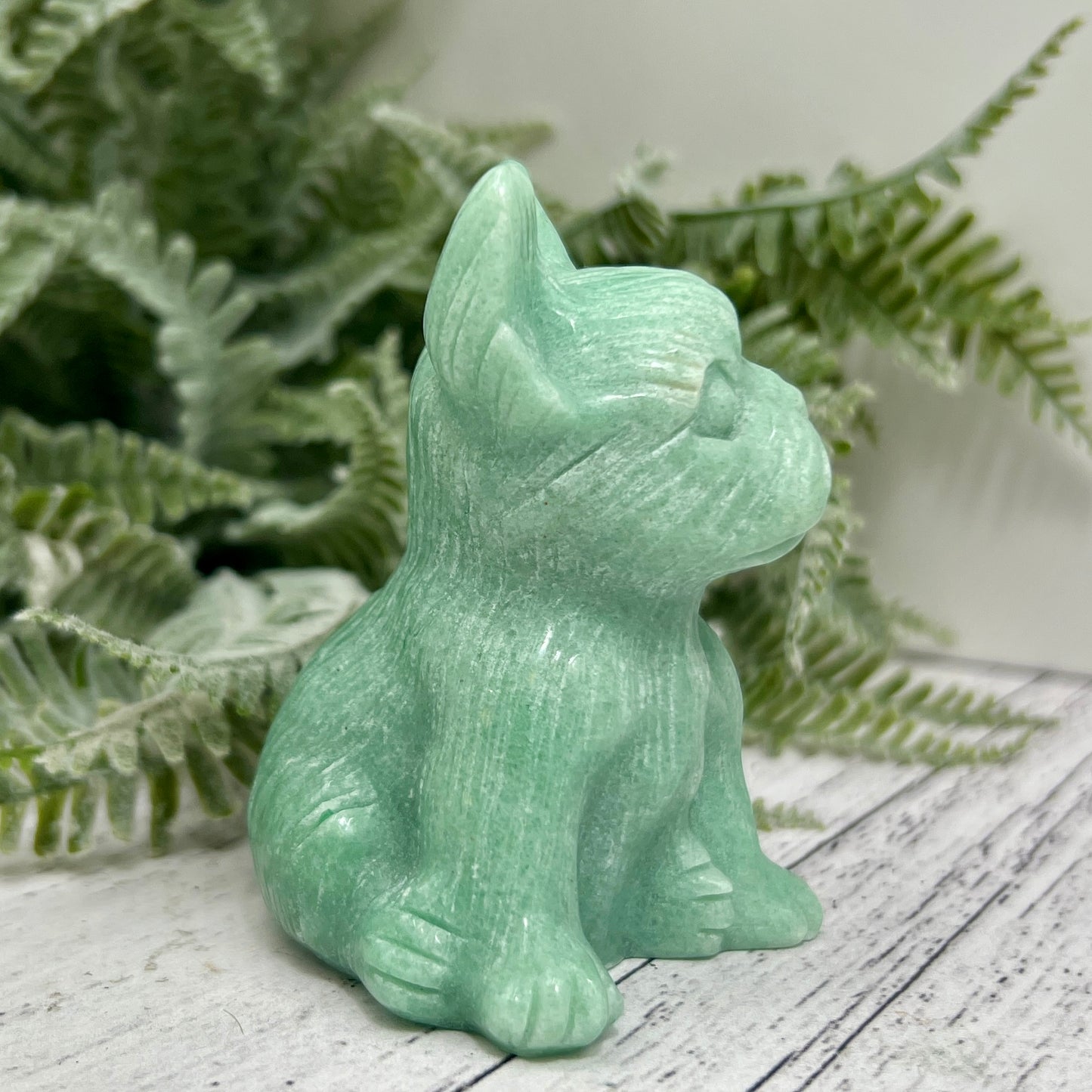 Amazonite French Bull Dog Puppy Animal Crystal Carving 218g