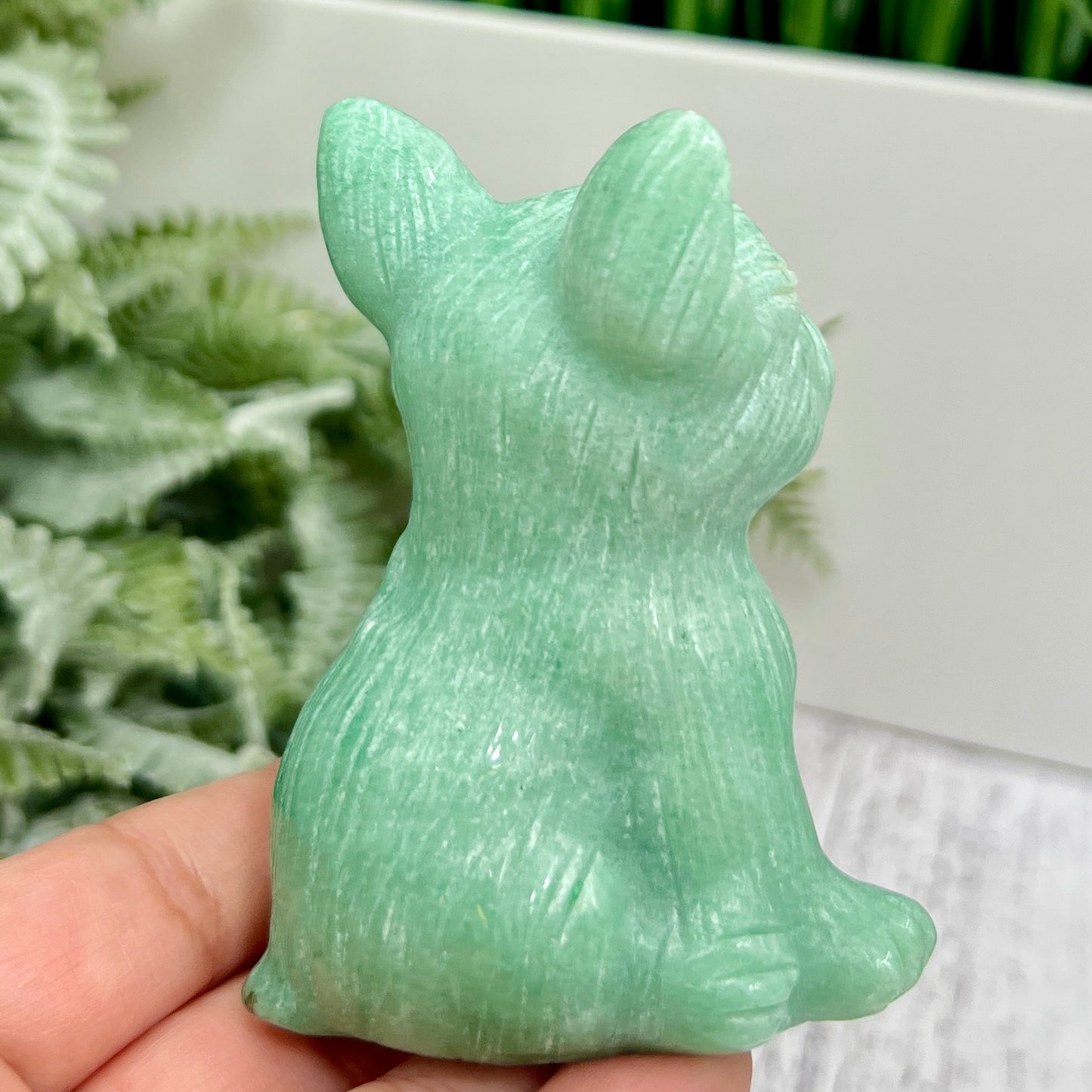 Amazonite French Bull Dog Puppy Animal Crystal Carving 218g