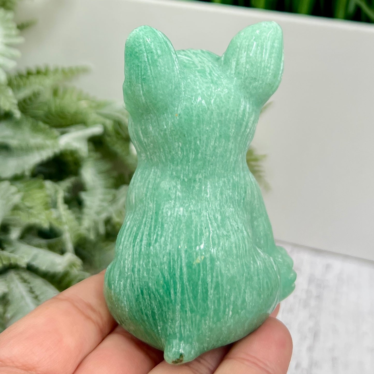 Amazonite French Bull Dog Puppy Animal Crystal Carving 218g