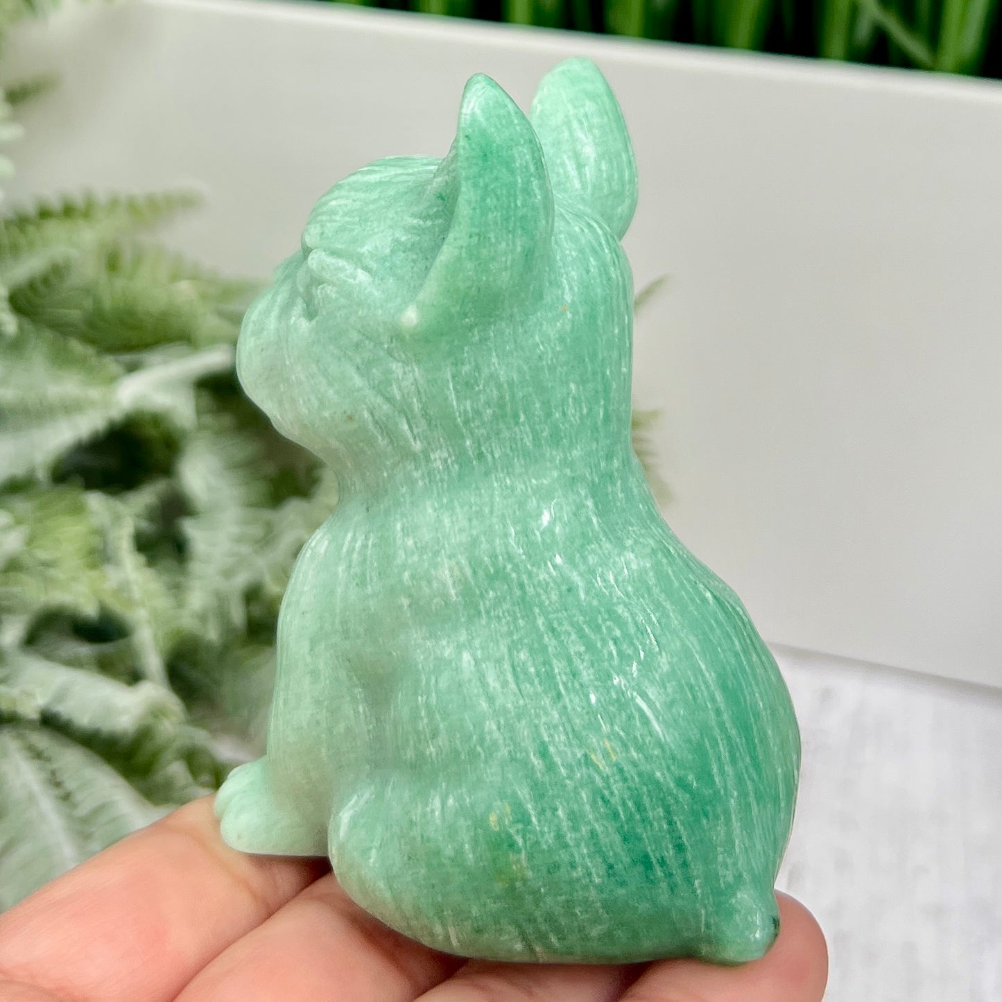 Amazonite French Bull Dog Puppy Animal Crystal Carving 218g