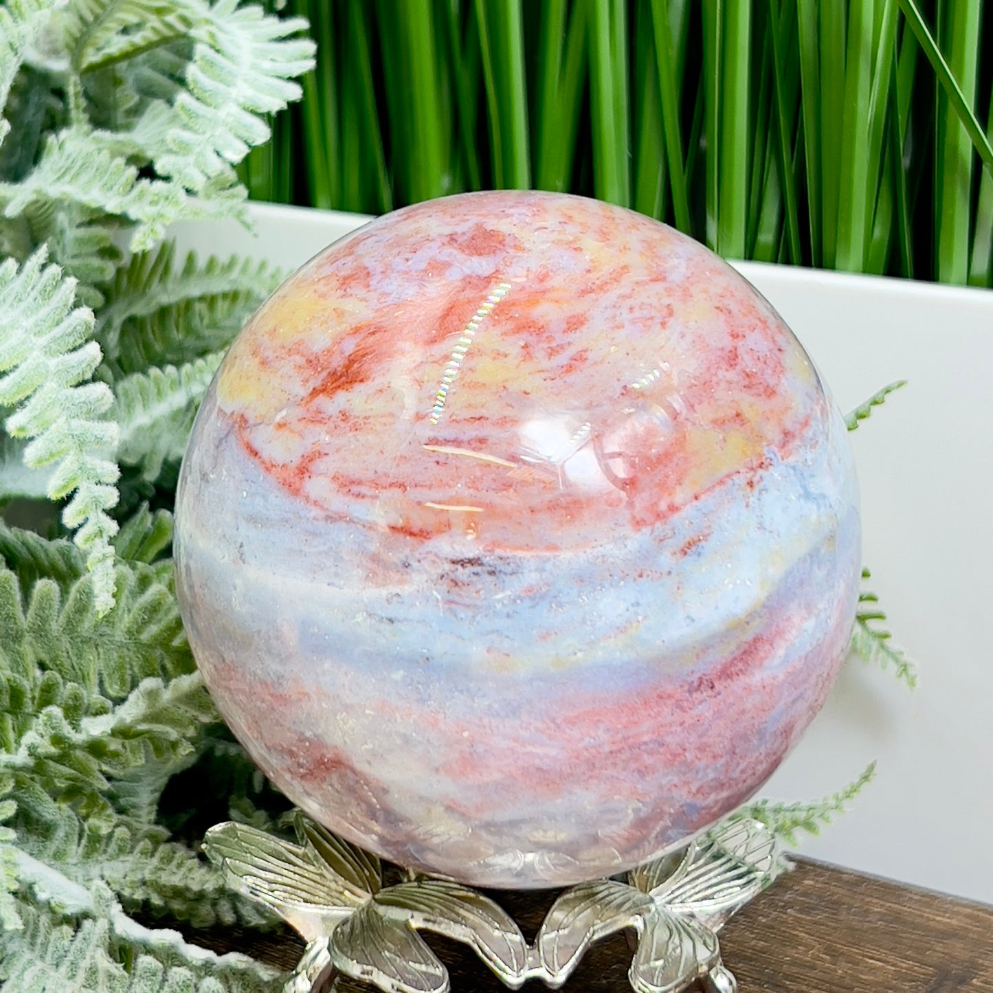 Ocean Sea Jasper Sphere Healing Crystal Ball 917g 89mm