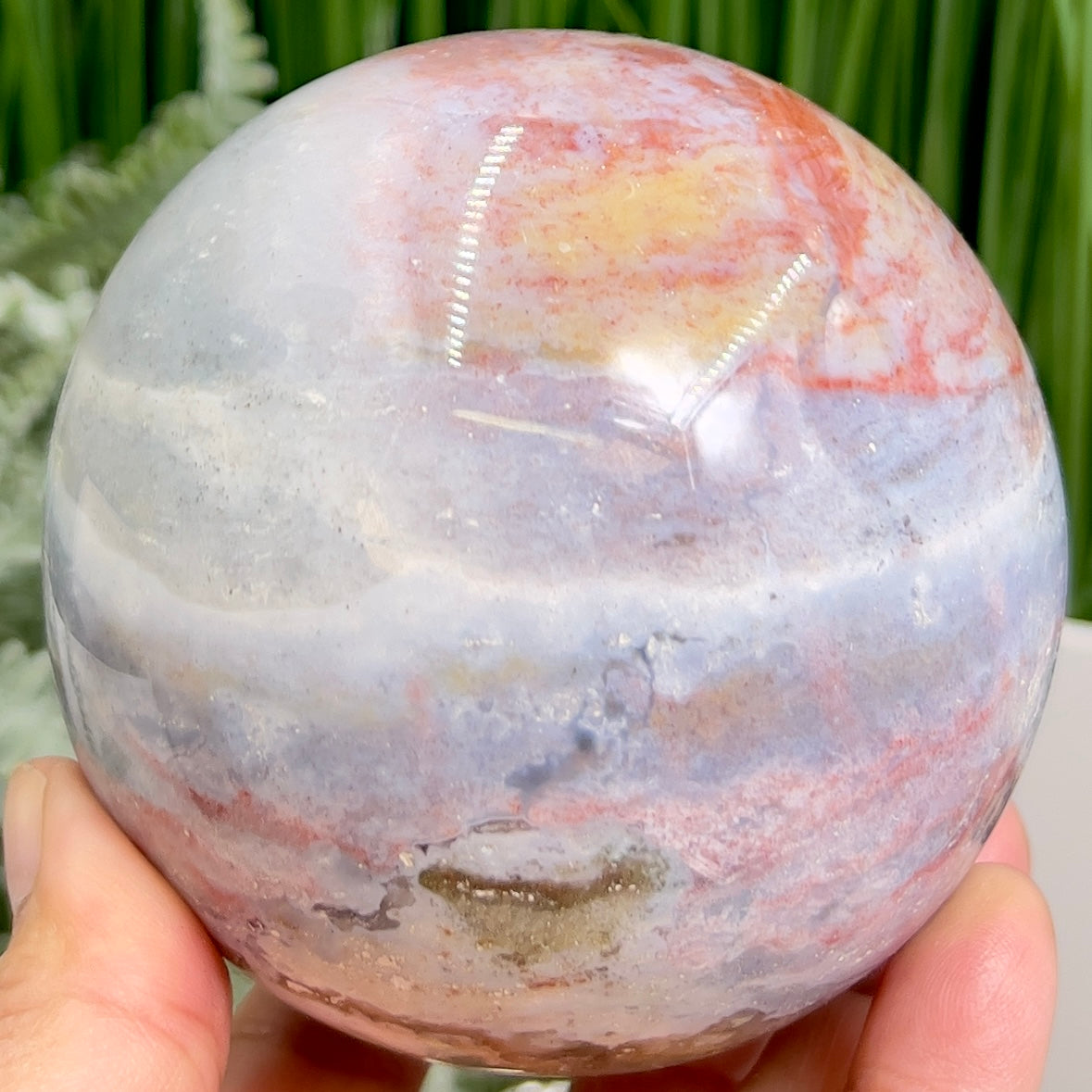 Ocean Sea Jasper Sphere Healing Crystal Ball 917g 89mm