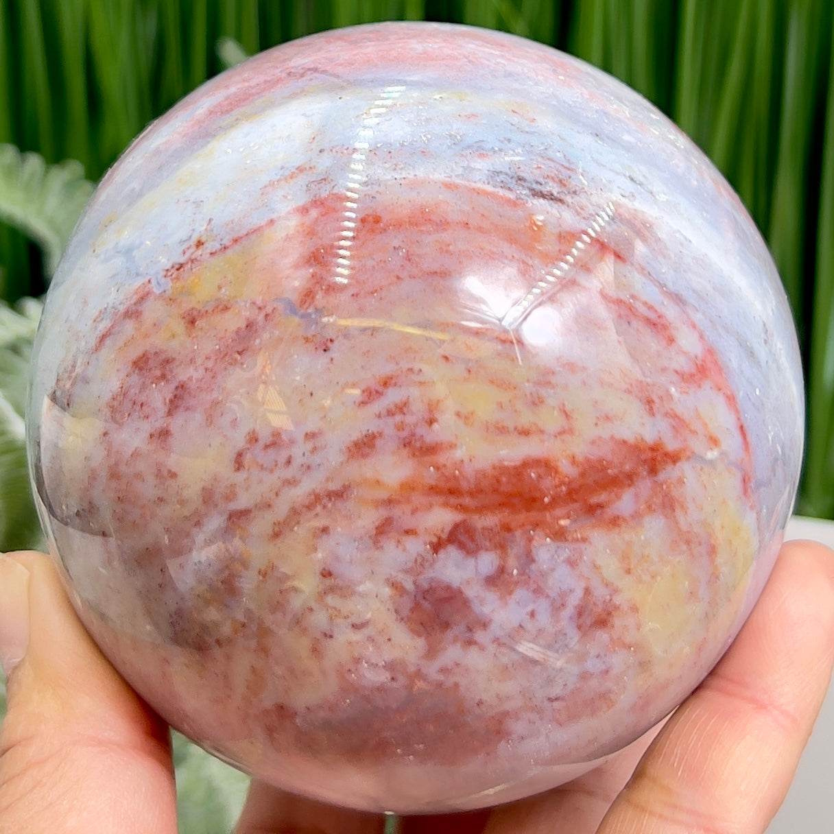 Ocean Sea Jasper Sphere Healing Crystal Ball 917g 89mm
