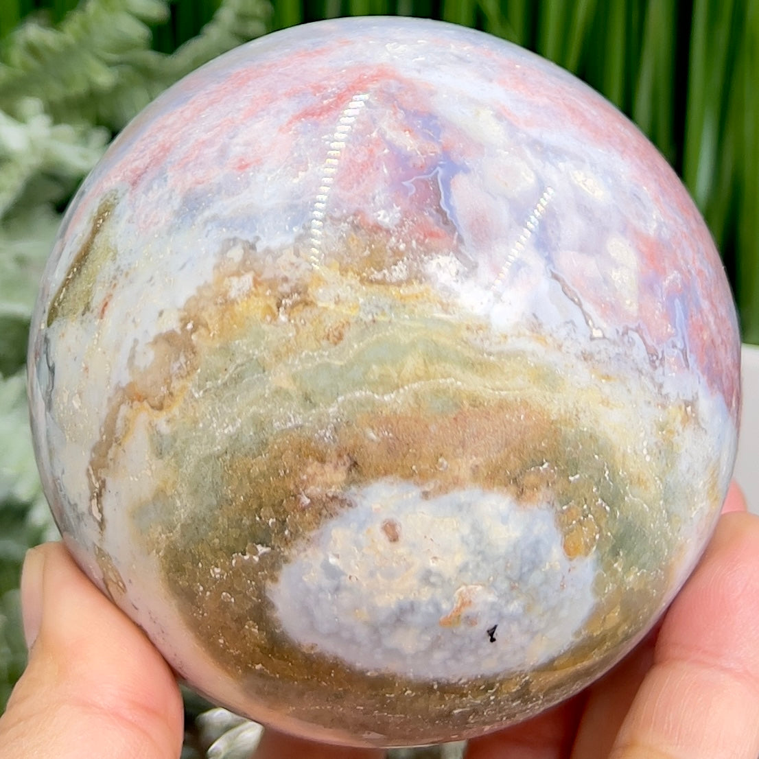 Ocean Sea Jasper Sphere Healing Crystal Ball 917g 89mm