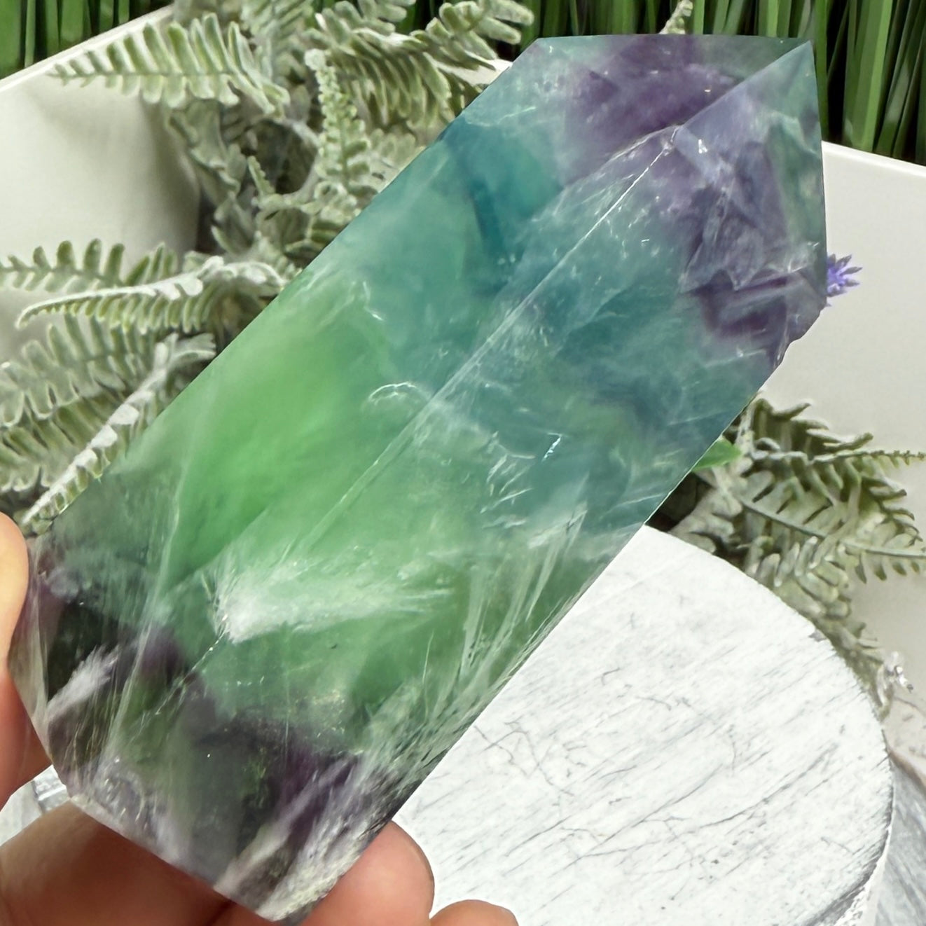 Snowflake Feather Fluorite Tower Healing Crystal Generator 174g 85mm