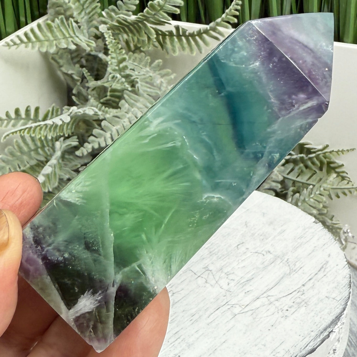 Snowflake Feather Fluorite Tower Healing Crystal Generator 174g 85mm