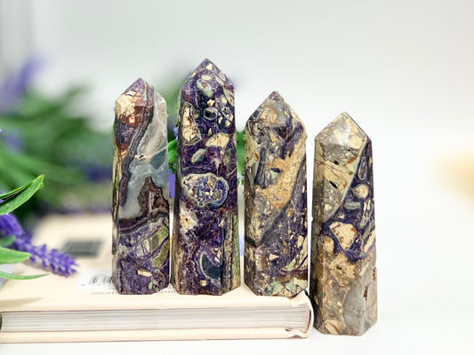 Purple Brecciated Jasper Points Towers Crystal Generators YOU CHOOSE