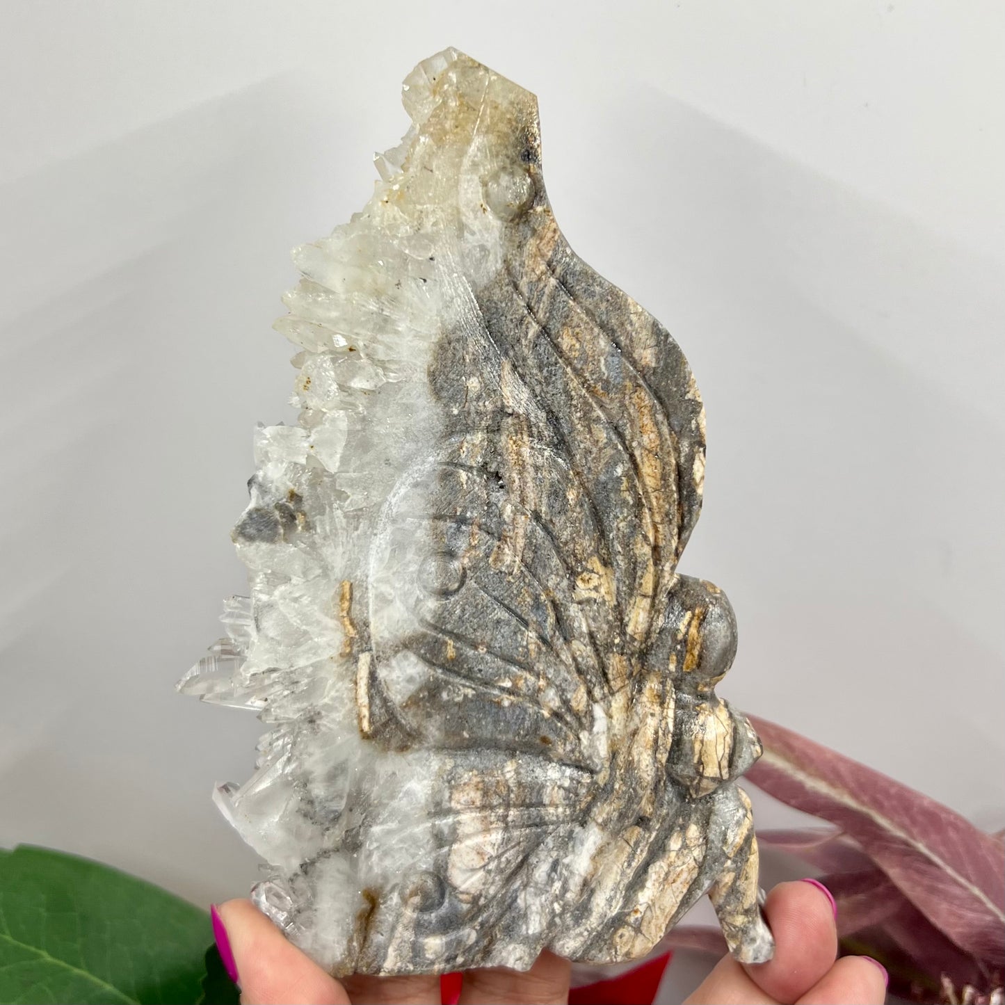 Clear Quartz Angel Fairy Healing Crystal Carving 346g 152mm